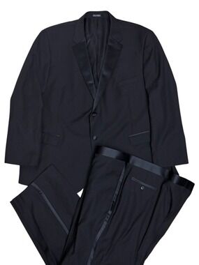 $400 PRONTO UOMO Tuxedo Black Formal Designer Blazer & Dress Pants Mens 54R